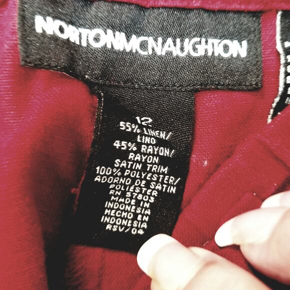 Norton McNaughton Career Casual Burgundy Linen/Rayon Dress Ankle Pants Size 12 - Picture 5 of 6